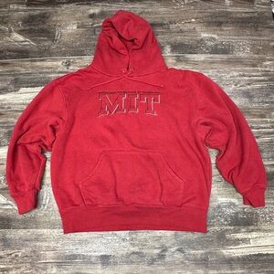 Vintage MIT Jansport Hoodie Faded Red Y2K Spell Out Large GUC